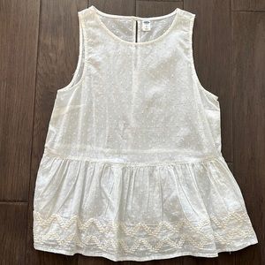 Old Navy White Peplum Embroidered Top